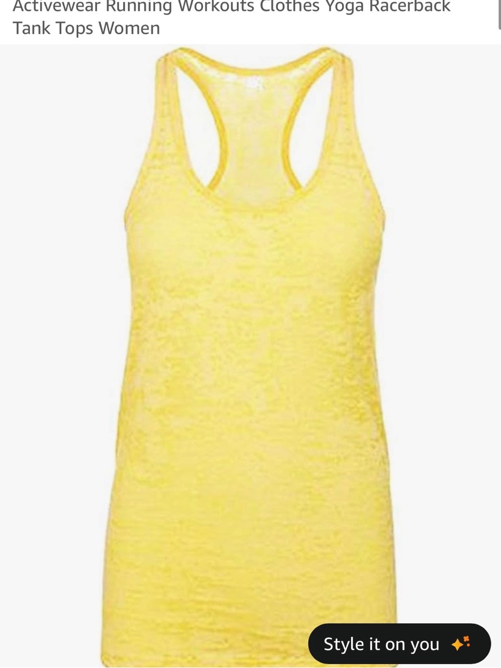 Women's Workout Racerback Active Tank Top - Bright Heathered Yellow